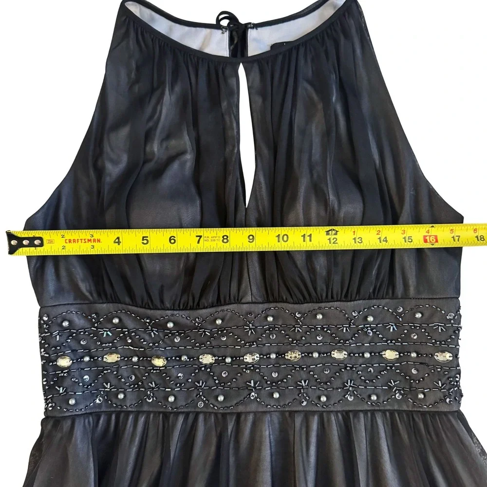 La Nouvelle Renaissance Black dress Beaded Waist Keyhole Size 12 HOCO Semi Fairy
